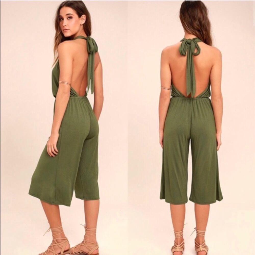 Lulus NWT olive halter jumpsuit